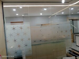 sticker kaca sandblast custom